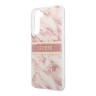 (Уценка) Чехол Guess Marble with Gold stripe Hard для Galaxy S22, розовый