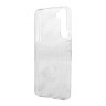 (Уценка) Чехол Guess Marble with Gold stripe Hard для Galaxy S22, розовый