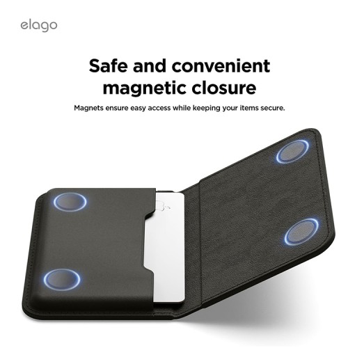 Elago магнитный бумажник MagSafe Card Pocket PU Leather Black