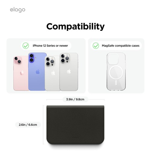 Elago магнитный бумажник MagSafe Card Pocket PU Leather Black