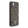 Guess для iPhone 16e чехол PU 4G Triangle Diamond metal logo Hard Brown (MagSafe)