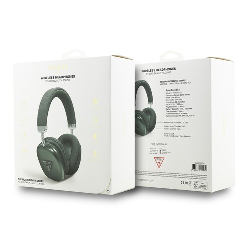 Guess наушники беспроводные накладные Bluetooth HP Oval Saffiano with Triangle Metal Logo Khaki