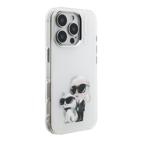 Karl Lagerfeld для iPhone 16 Pro чехол PC/TPU Aquarelle Karl & Choupette White