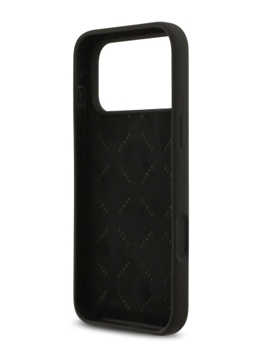 Guess для iPhone 17 Pro чехол Liquid silicone 4G Big and Script metal logo Hard Black