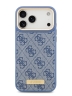 Guess для iPhone 17 Pro Max чехол PU 4G Plate metal logo and Gold camera Hard Blue (MagSafe)
