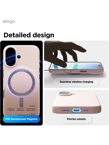 Elago для iPhone 17 чехол Magnetic Silicone Light Pink (MagSafe)