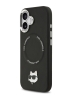 Karl Lagerfeld для iPhone 17 чехол PU NFT Choupette head Metal pin & Camera Hard Black (MagSafe)