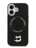 Karl Lagerfeld для iPhone 17 чехол PU NFT Choupette head Metal pin & Camera Hard Black (MagSafe)
