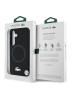 Lacoste для Galaxy S25 чехол Liquid silicone Silver Croc Metal logo Hard Black (MagSafe)