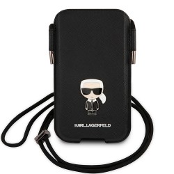 Чехол-карман Karl Lagerfeld для смартфонов Pouch PU Saffiano Ikonik Patch (metal) Black (L-size)