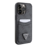 (Уценка) Guess для iPhone 15 Pro чехол PU 4G Double cardslot Triangle metal logo Hard Black