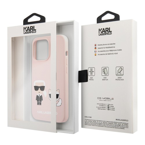 Чехол Lagerfeld Liquid silicone Karl & Choupette Hard для iPhone 13 Pro, розовый