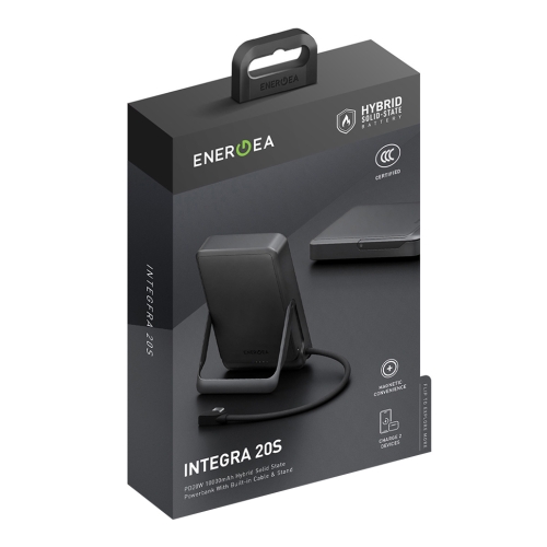 Energea АКБ Integra 20s (CCC), 10000 Hybrid Solid State USB-C PD20W with Cable and Stand Gun/Black
