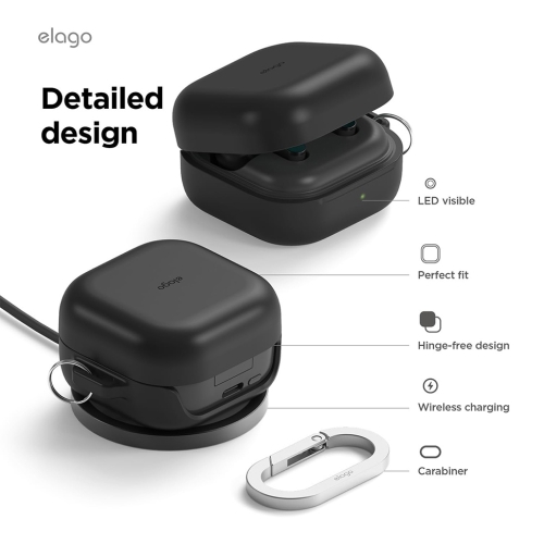 Elago для Galaxy Buds 4/4 Pro чехол Silicone Hang case Black