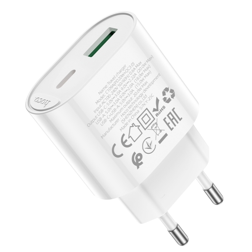 HOCO СЗУ C109A Fighter Type-C PD20W + USB-A QC3.0 White