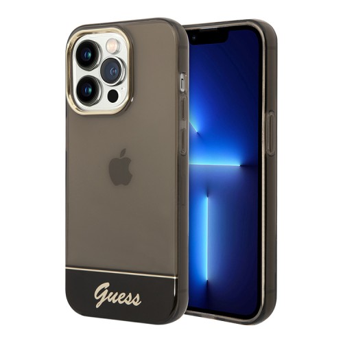 Чехол Guess Translucent w Electroplated camera Hard для iPhone 14 Pro, черный