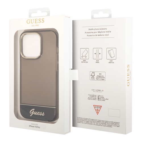 Чехол Guess Translucent w Electroplated camera Hard для iPhone 14 Pro, черный