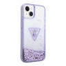 Чехол Guess Liquid glitter Triangle logo Hard Translucent для iPhone 14, фиолетовый