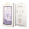 Чехол Guess Liquid glitter Triangle logo Hard Translucent для iPhone 14, фиолетовый