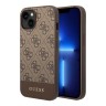 Чехол Guess PU 4G Bottom stripe Metal logo Hard для iPhone 13, коричневый