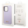 Чехол Guess Liquid Silicone Gold Metal logo для iPhone 14 Pro, фиолетовый