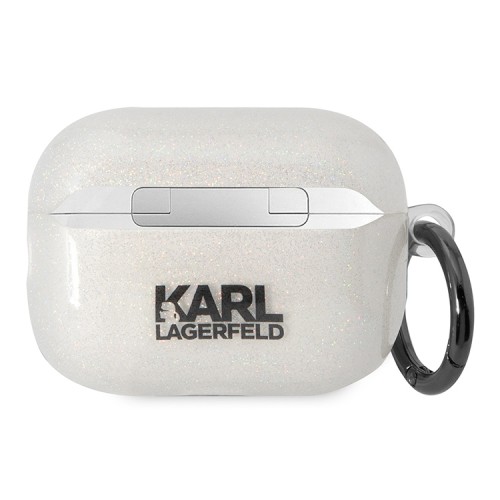 Чехол Lagerfeld TPU Glitters with ring NFT Karl & Choupette для Airpods Pro 2, прозрачный