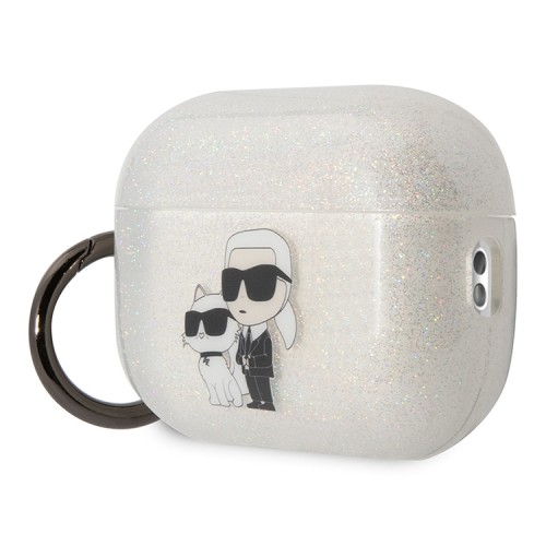 Чехол Lagerfeld TPU Glitters with ring NFT Karl & Choupette для Airpods Pro 2, прозрачный