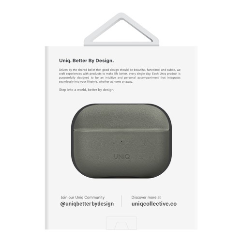 Чехол Uniq Terra Genuine Leather with handstrap для AirPods Pro 2, зеленый