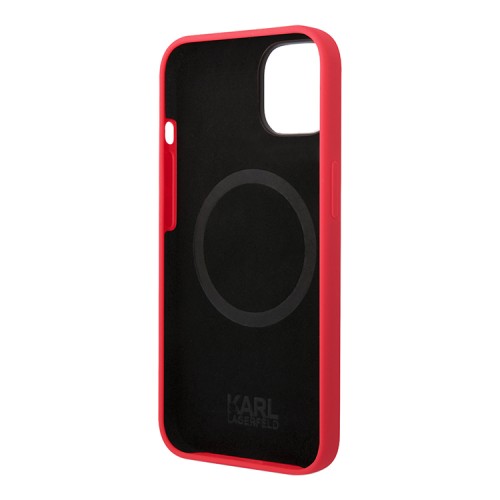 Чехол Lagerfeld Liquid silicone Choupette Hard для iPhone 14, красный (Magsafe)