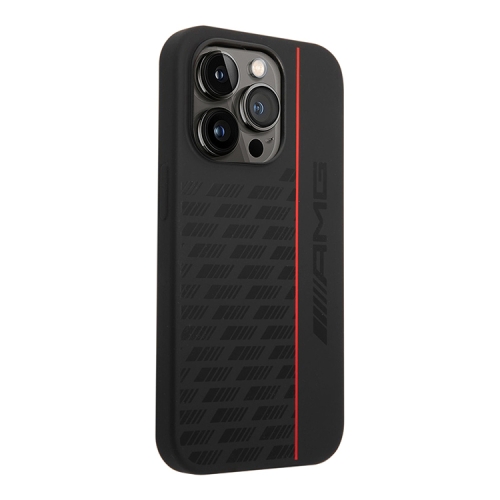 Чехол AMG Liquid Silicone Carbon pattern Hard для iPhone 14 Pro, черный