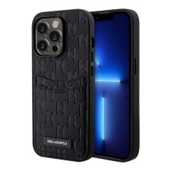 Чехол Lagerfeld PU Saffiano Monogram with Cardslot Hard для iPhone 14 Pro Max, черный