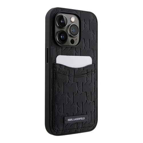 Чехол Lagerfeld PU Saffiano Monogram with Cardslot Hard для iPhone 14 Pro Max, черный