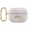 Чехол Guess PU leather 4G with metal logo с карабином для Airpods Pro 2, розовый