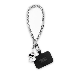 Karl Lagerfeld цепочка на кисть для телефона Wrist metal chain 13 cm + NFT Choupette metal charm Silver