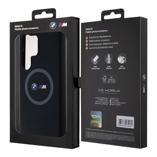 BMW для Galaxy S24 Ultra чехол M-Collection Liquid silicone Laser Ring Hard Black (MagSafe)