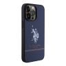 U.S. Polo для iPhone 15 Pro чехол PU Double horse logo and Stripes Hard Navy