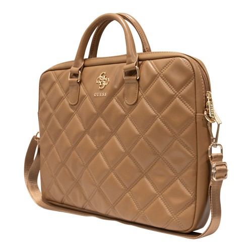 Guess для ноутбуков 15"/16" сумка Quilted Bag 4G metal logo with Zipper Brown
