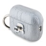 Karl Lagerfeld для Airpods Pro 2 чехол PU Saffiano Monogram with ring NFT Metal Head Karl&Choupette Silver