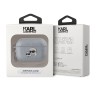 Karl Lagerfeld для Airpods Pro 2 чехол PU Saffiano Monogram with ring NFT Metal Head Karl&Choupette Silver