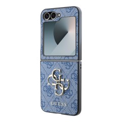 Guess для Galaxy Z Flip 6 чехол PU кожа 4G Big metal logo Blue