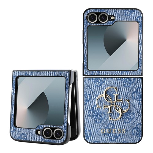 Guess для Galaxy Z Flip 6 чехол PU кожа 4G Big metal logo Blue