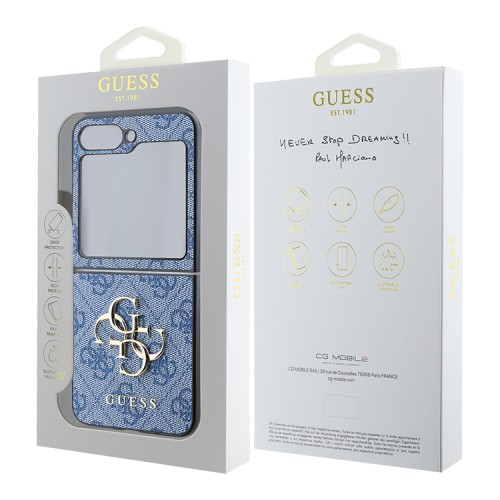 Guess для Galaxy Z Flip 6 чехол PU кожа 4G Big metal logo Blue