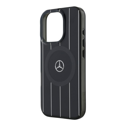 Mercedes для iPhone 16 Pro чехол PC/TPU Double layer Crossed lines Hard Black (MagSafe)