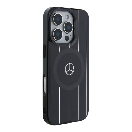 Mercedes для iPhone 16 Pro чехол PC/TPU Double layer Crossed lines Hard Black (MagSafe)