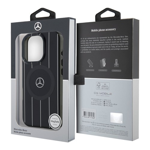 Mercedes для iPhone 16 Pro чехол PC/TPU Double layer Crossed lines Hard Black (MagSafe)