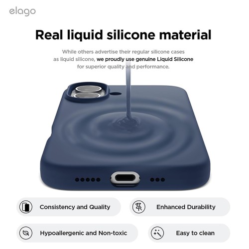 Elago для iPhone 16 чехол Soft silicone (Liquid) Jean Indigo