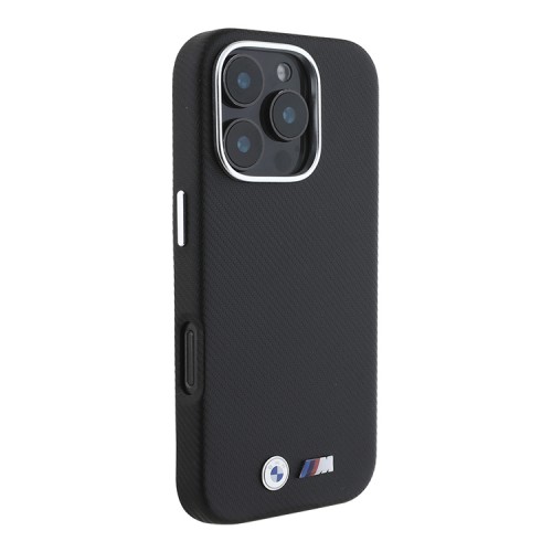 BMW для iPhone 16 Pro Max чехол M-Collection PU Kevlar Full Wrapped Metal logo & Camera Hard Black