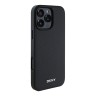 DKNY для iPhone 16 Pro чехол PU Grained leather Metal logo Hard Black (MagSafe)