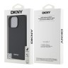 DKNY для iPhone 16 Pro чехол PU Grained leather Metal logo Hard Black (MagSafe)