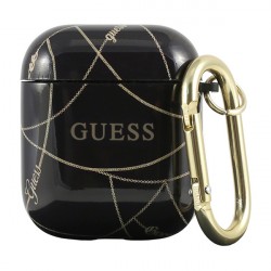 Чехол Guess Chain с кольцом для Airpods 1/2, черный